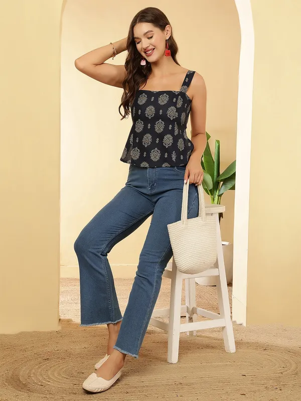 Navy-Blue_Pure_Cotton_Printed_Top_For_Women