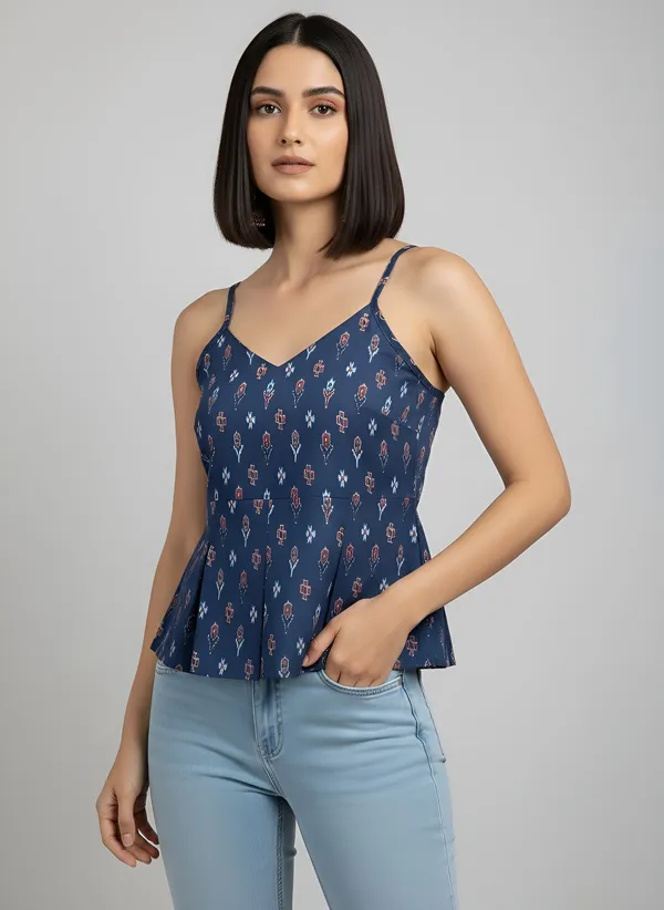 Blue_Pure_Cotton_Printed_Top_For_Women