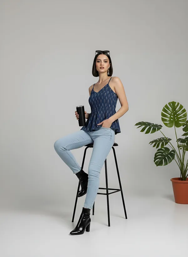 Blue_Pure_Cotton_Printed_Top_For_Women