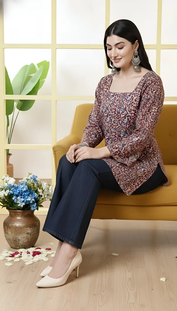 Maroon__Pure_Cotton_Printed_Tunic_For_Women
