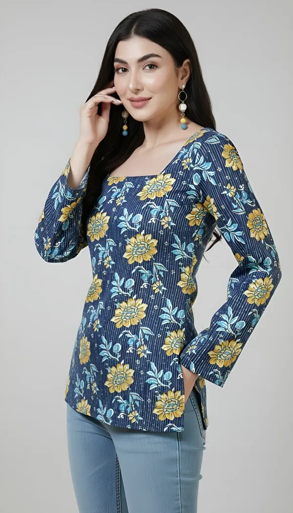 Blue__Pure_Cotton_Printed_Tunic_For_Women