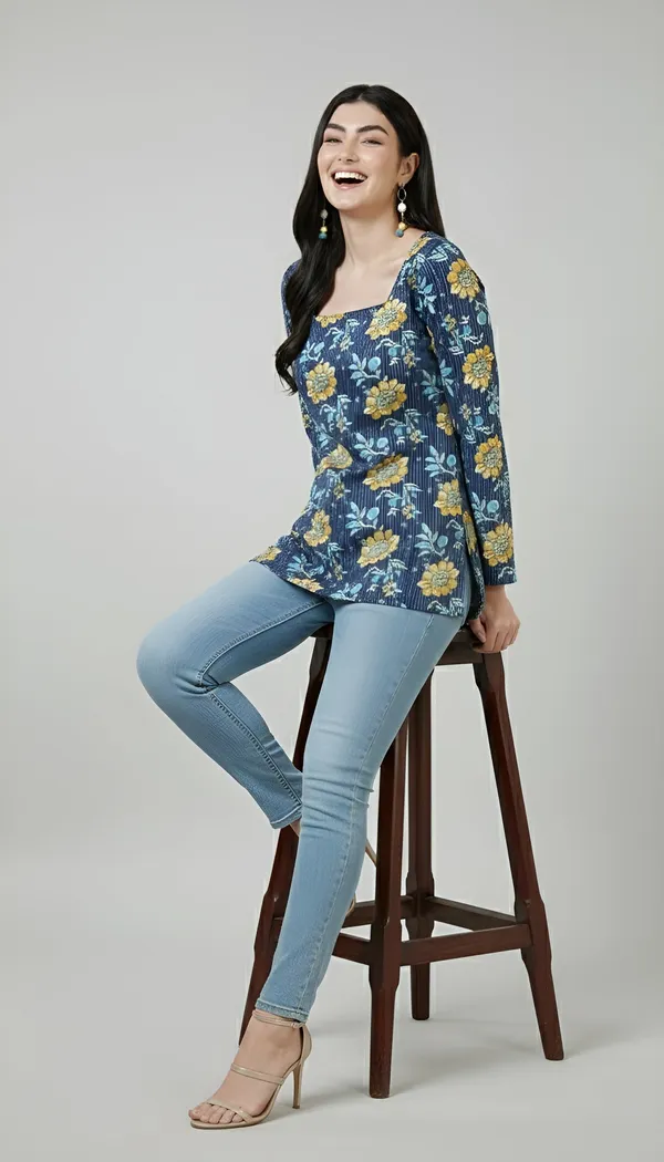Blue__Pure_Cotton_Printed_Tunic_For_Women
