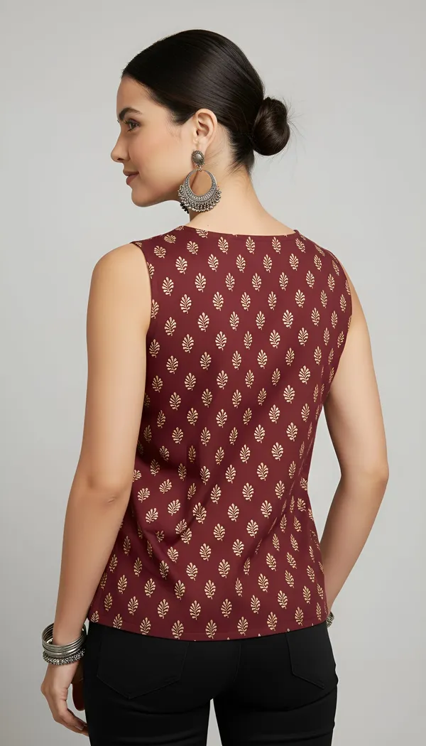 Maroon_Pure_Cotton_Printed_Top_For_Women