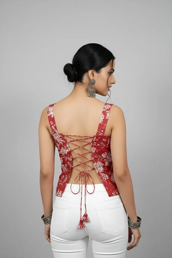 Red_Pure_Cotton_Printed_Top_For_Women