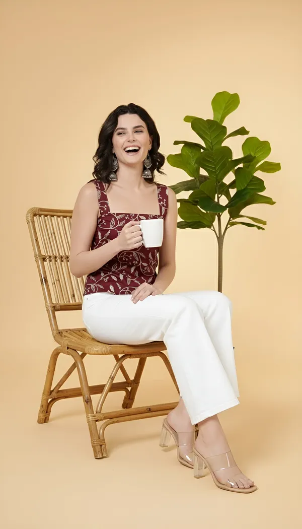 Burgundy_Pure_Cotton_Printed_Top_For_Women