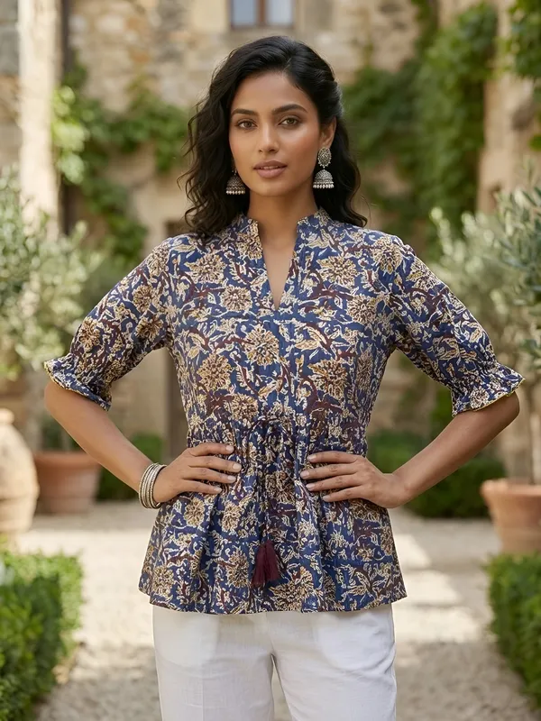 Blue__Pure_Cotton_Printed_Tunic_For_Women