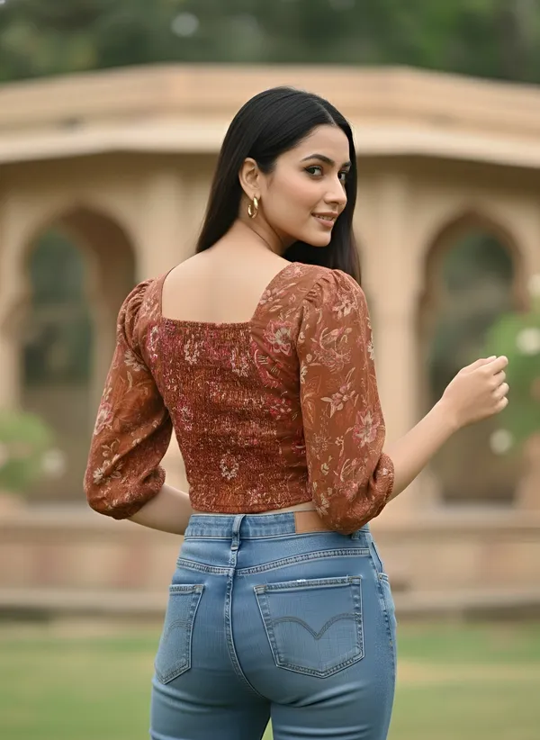 Orange_Pure_Cotton_Printed_Top_For_Women