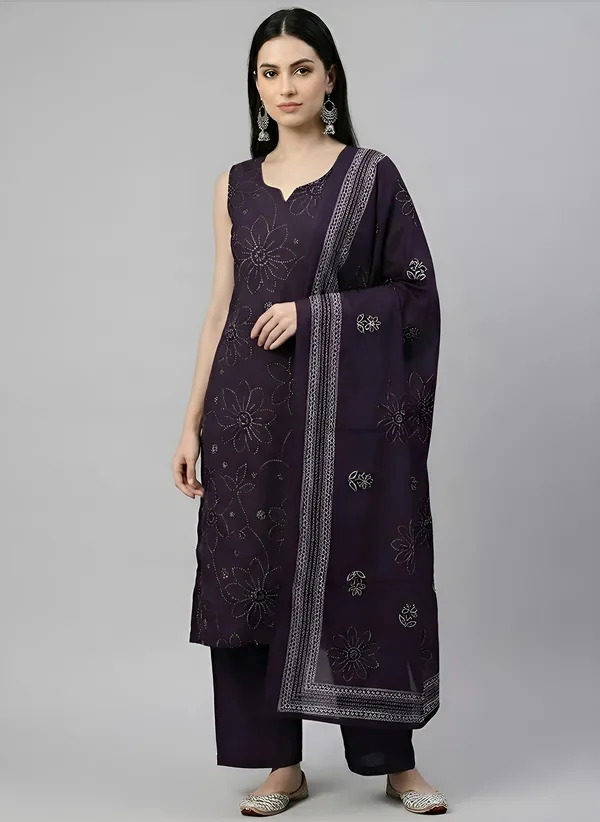 Purple_Floral_Printed_Pure_Cotton_Kurta_Set_For_Women