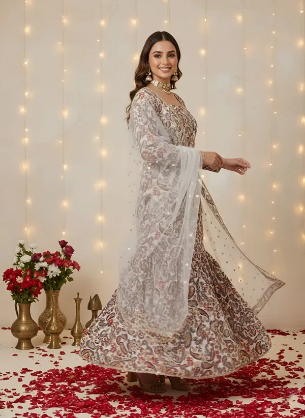 Off_White_Floral_Printed_Pure_Cotton_Kurta_Set_For_Women