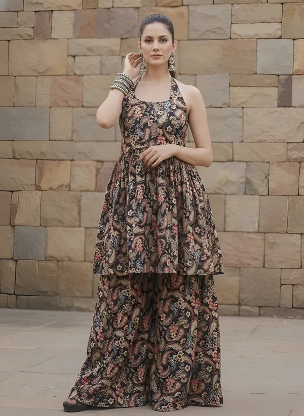 Black_Floral_Printed_Viscose_Rayon_Kurta_Set_For_Women