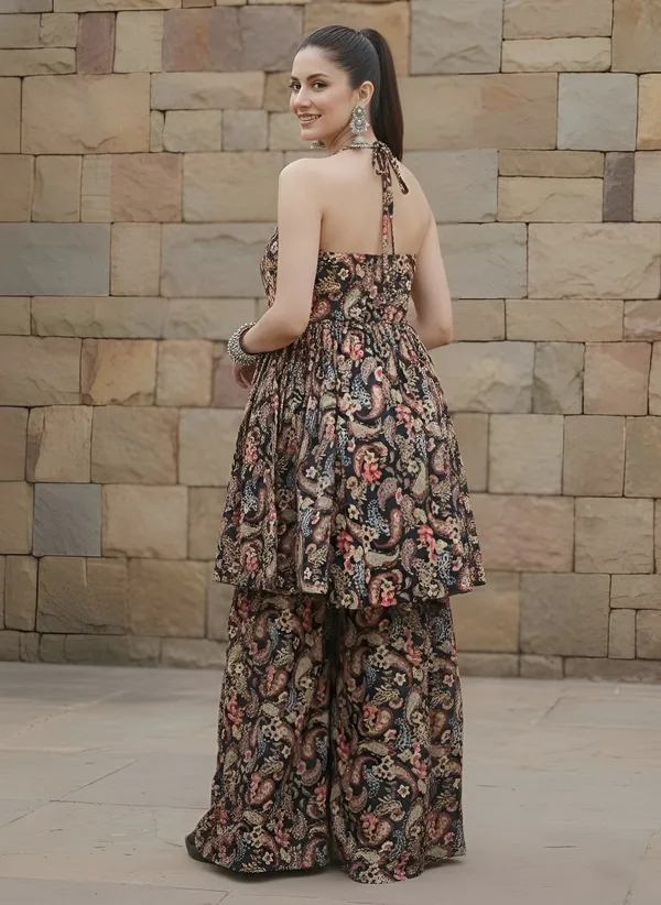 Black_Floral_Printed_Viscose_Rayon_Kurta_Set_For_Women
