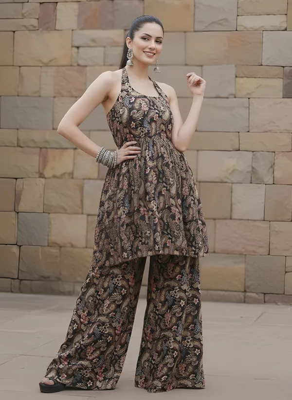 Black_Floral_Printed_Viscose_Rayon_Kurta_Set_For_Women
