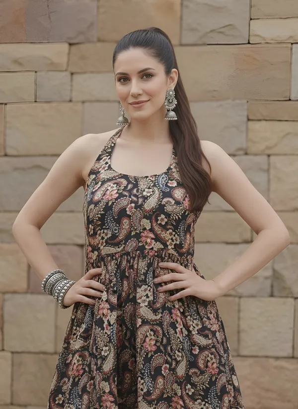 Black_Floral_Printed_Viscose_Rayon_Kurta_Set_For_Women