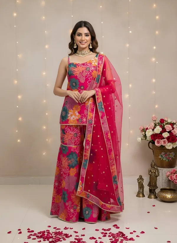 Pink_Floral_Printed_Pure_Cotton_Kurta_Set_For_Women