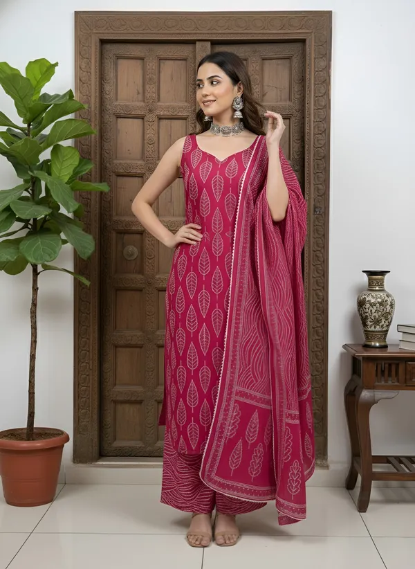 Pink_Floral_Printed_Pure_Cotton_Kurta_Set_For_Women