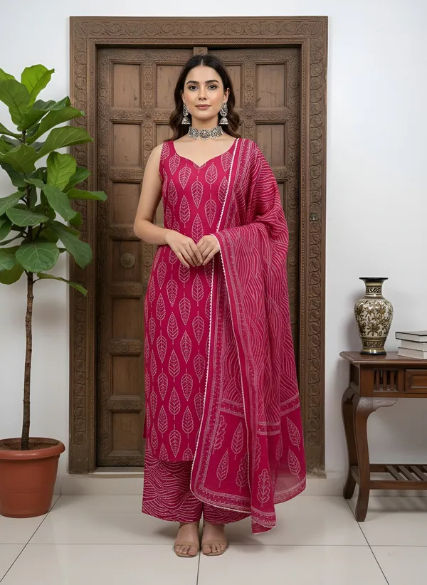Pink_Floral_Printed_Pure_Cotton_Kurta_Set_For_Women
