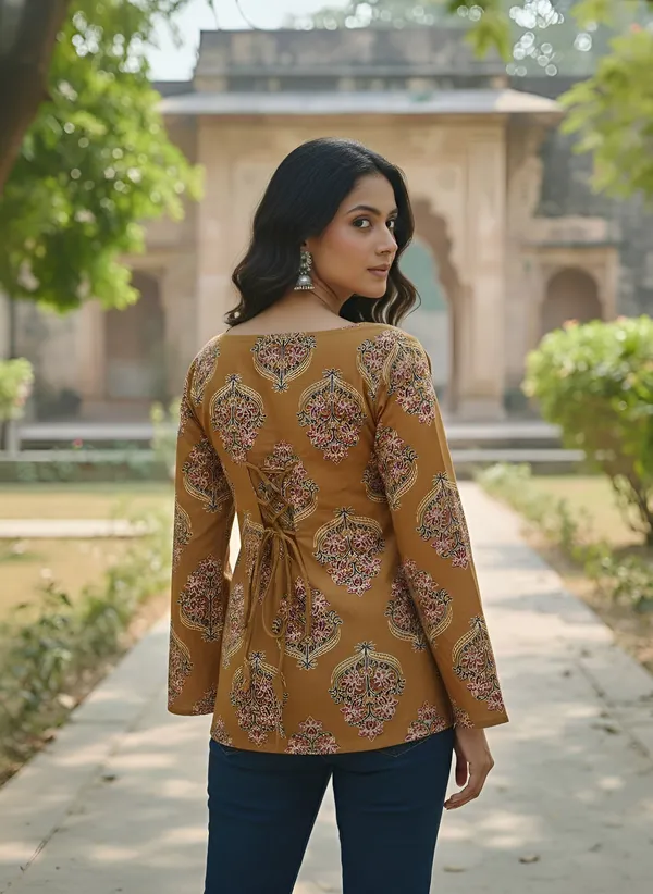 Yellow__Pure_Cotton_Printed_Tunic_For_Women