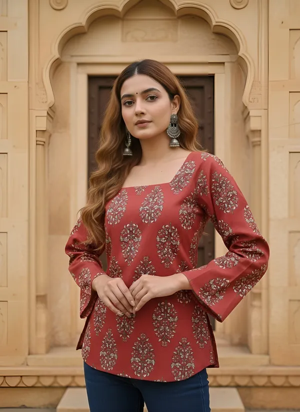 Maroon__Pure_Cotton_Printed_Tunic_For_Women