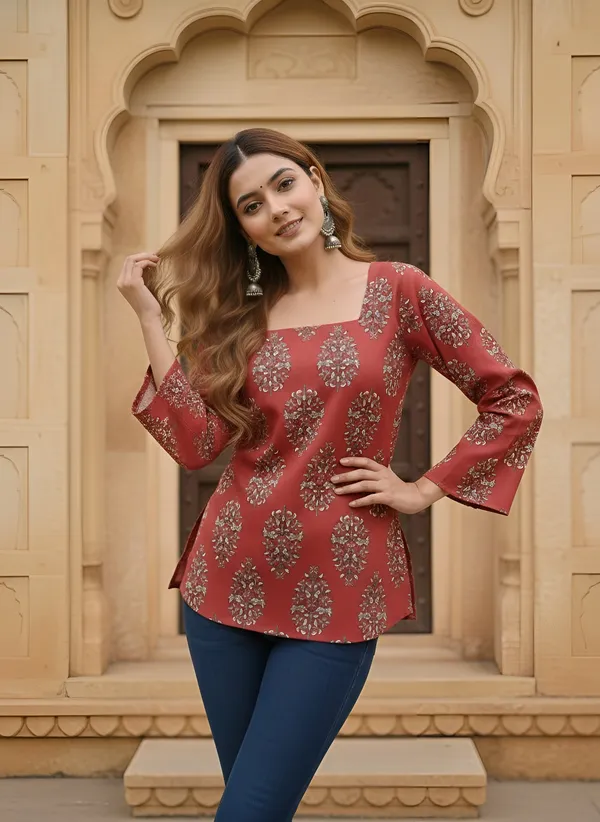 Maroon__Pure_Cotton_Printed_Tunic_For_Women