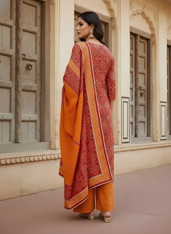 Red_Floral_Printed_Pure_Cotton_Kurta_Set_For_Women