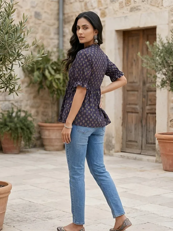 Blue_Pure_Cotton_Printed_Top_For_Women