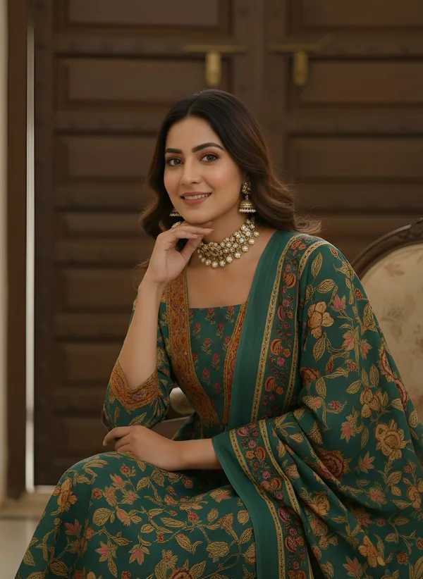 Green_Floral_Printed_Pure_Cotton_Kurta_Set_For_Women