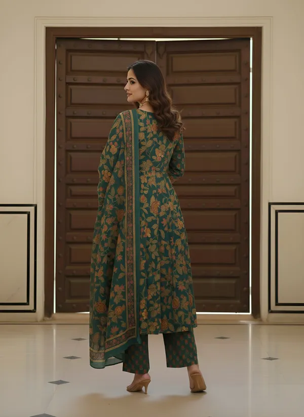Green_Floral_Printed_Pure_Cotton_Kurta_Set_For_Women