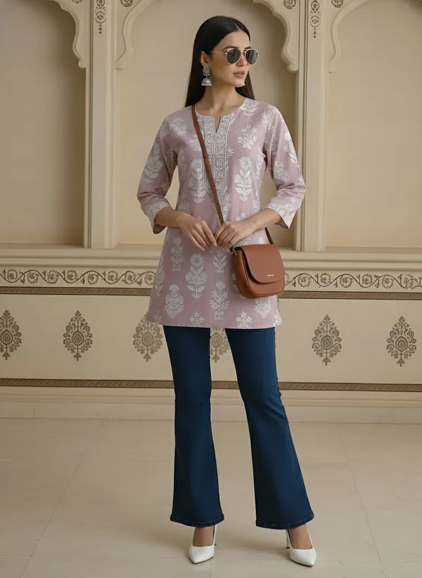 Mauve__Pure_Cotton_Printed_Tunic_For_Women