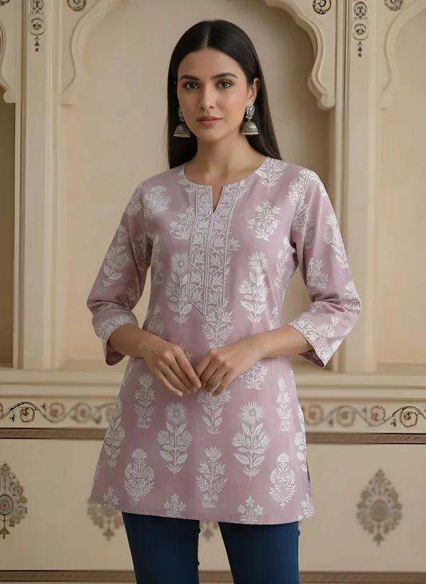 Mauve__Pure_Cotton_Printed_Tunic_For_Women