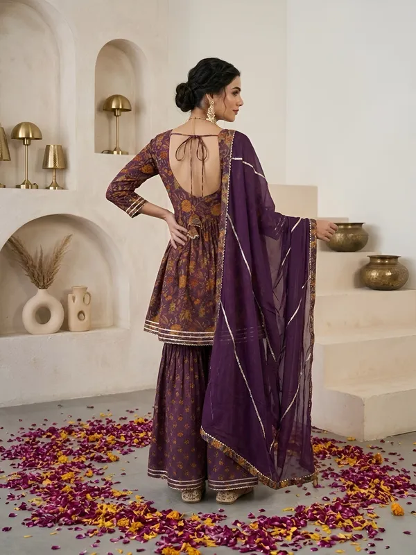 Purple_Floral_Printed_Peplum_Kurta_Set_For_Women