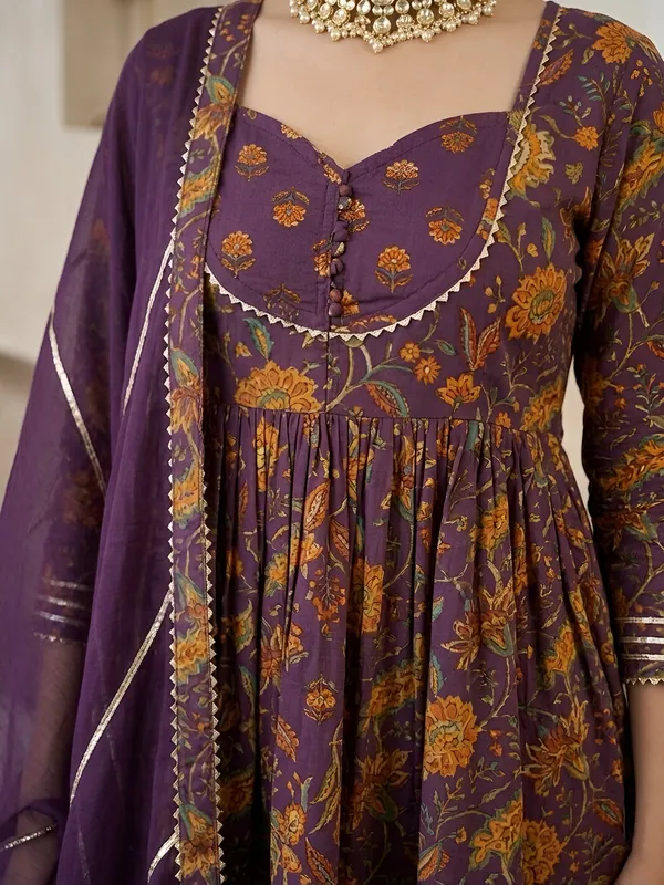 Purple_Floral_Printed_Peplum_Kurta_Set_For_Women
