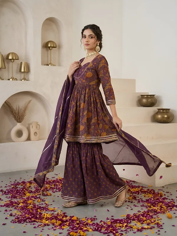 Purple_Floral_Printed_Peplum_Kurta_Set_For_Women