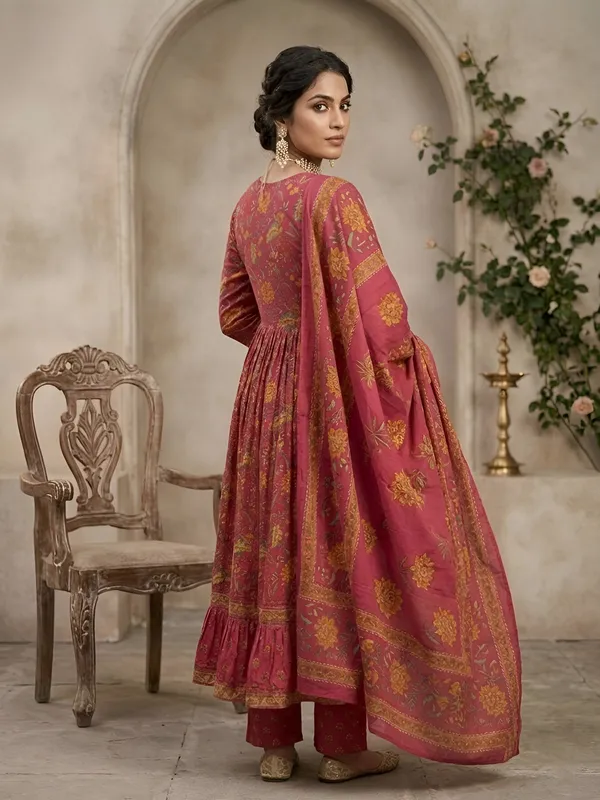 Pink_Floral_Printed_Anarkali_Kurta_Set_For_Women