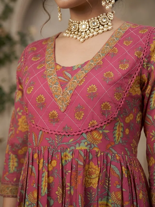 Pink_Floral_Printed_Anarkali_Kurta_Set_For_Women