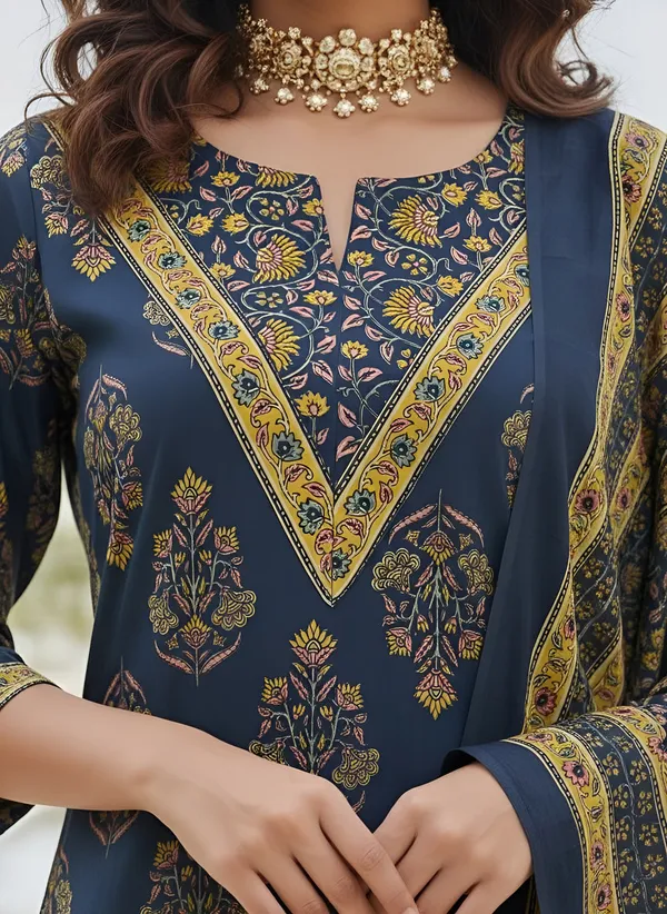 Navy_Blue_Floral_Printed_Straight_Kurta_Set_For_Women