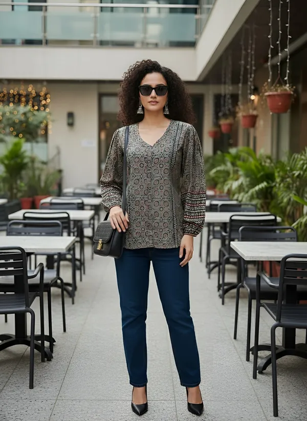 Black__Pure_Cotton_Printed_Tunic_For_Women