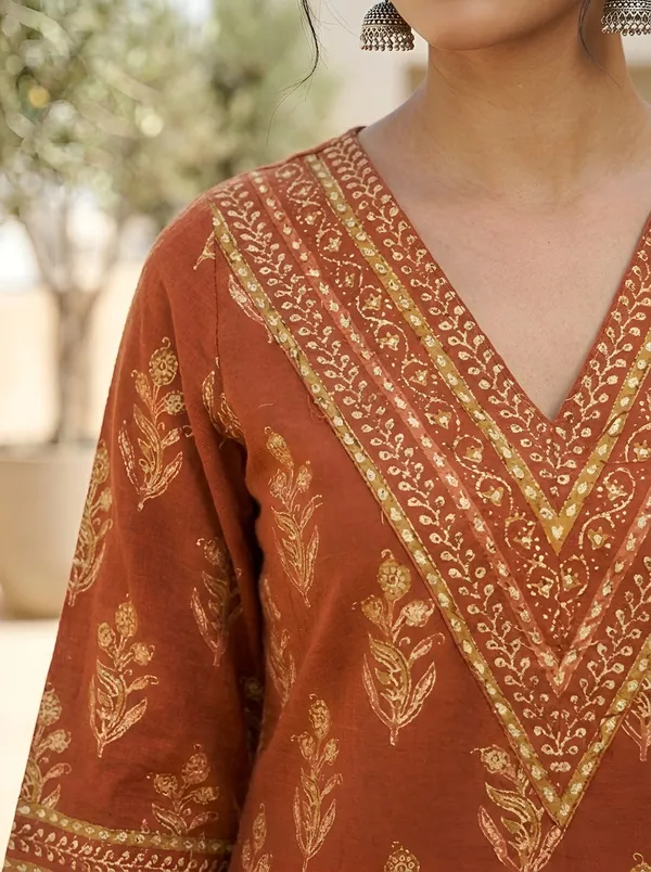 Orange__Pure_Cotton_Printed_Tunic_For_Women