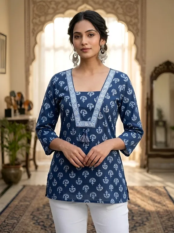 Blue__Pure_Cotton_Printed_Tunic_For_Women