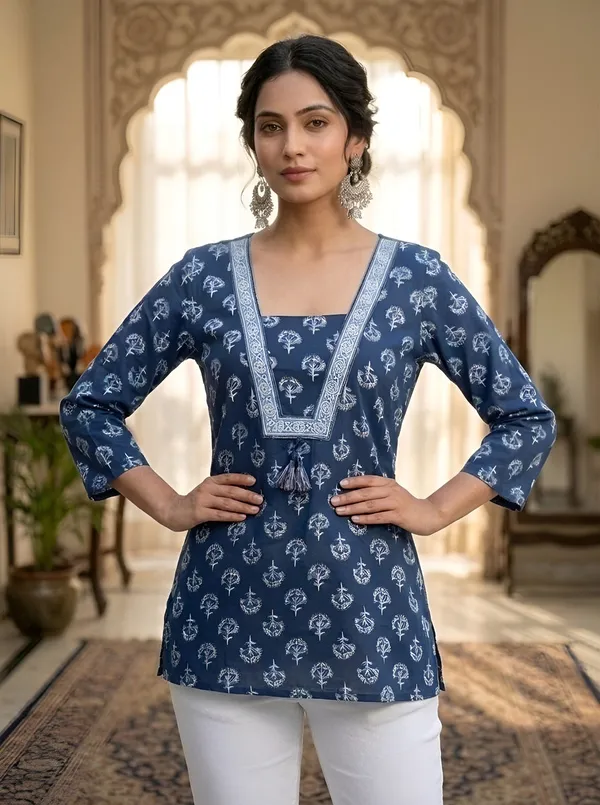 Blue__Pure_Cotton_Printed_Tunic_For_Women