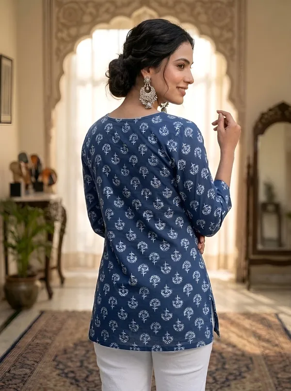 Blue__Pure_Cotton_Printed_Tunic_For_Women