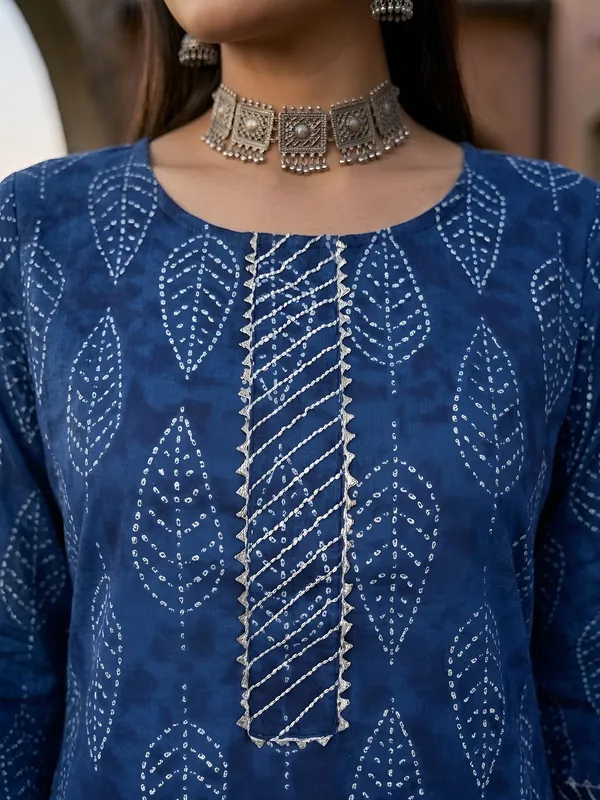 Blue_Floral_Printed_Pure_Cotton_Kurta_Set_For_Women