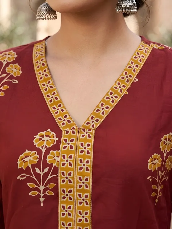 Maroon__Pure_Cotton_Printed_Tunic_For_Women
