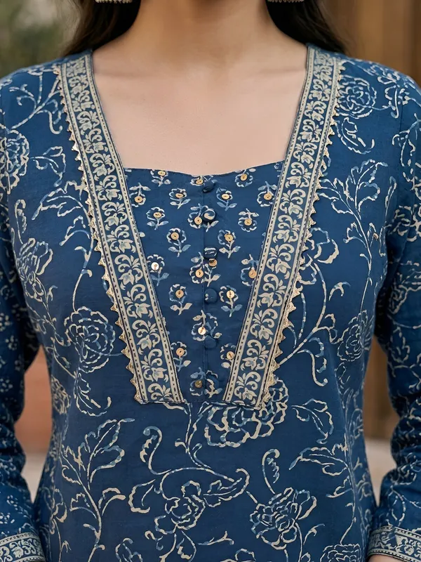 Navy_Blue_Floral_Printed_Straight_Kurta_Set_For_Women