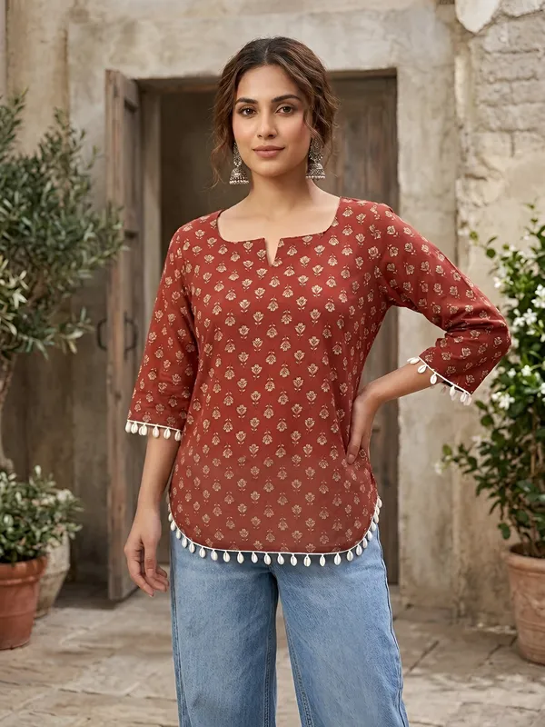 Maroon__Pure_Cotton_Printed_Tunic_For_Women