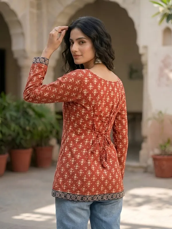 Red__Pure_Cotton_Printed_Tunic_For_Women