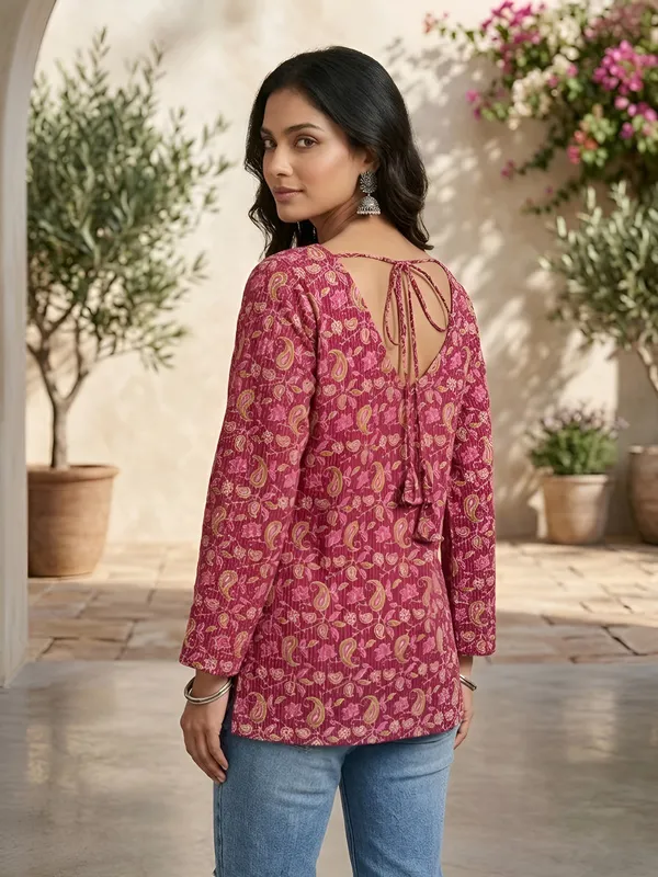 Pink__Pure_Cotton_Printed_Tunic_For_Women