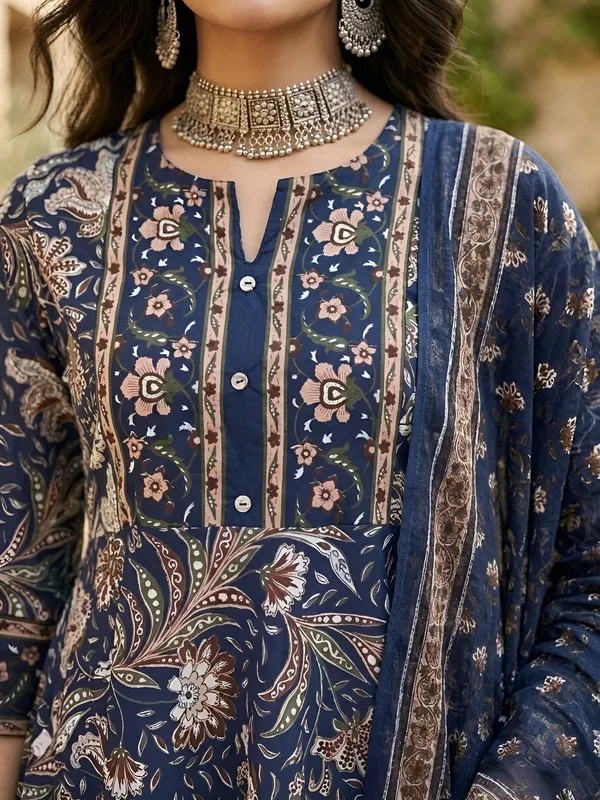 Blue_Floral_Printed_Anarkali_Kurta_Set_For_Women