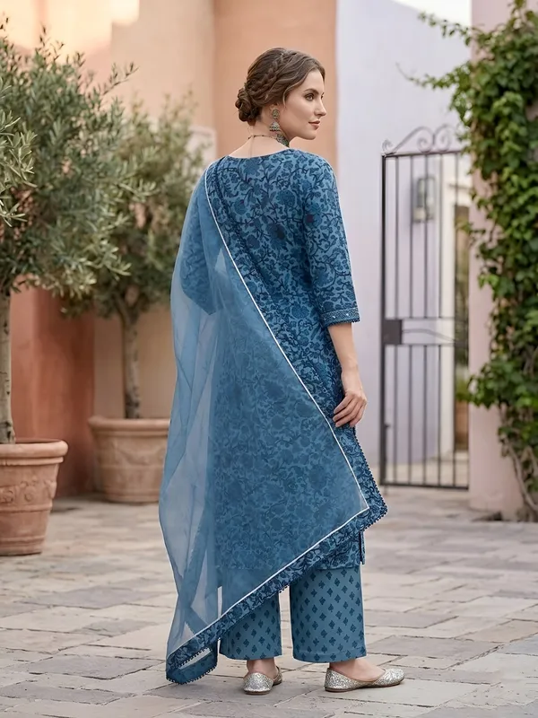 Blue_Floral_Printed_Straight_Kurta_Set_For_Women