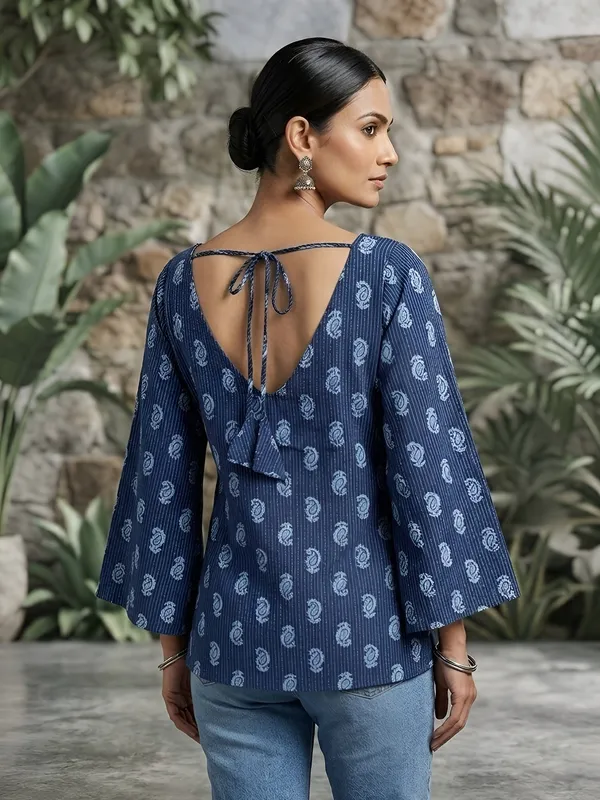 Blue__Pure_Cotton_Printed_Tunic_For_Women