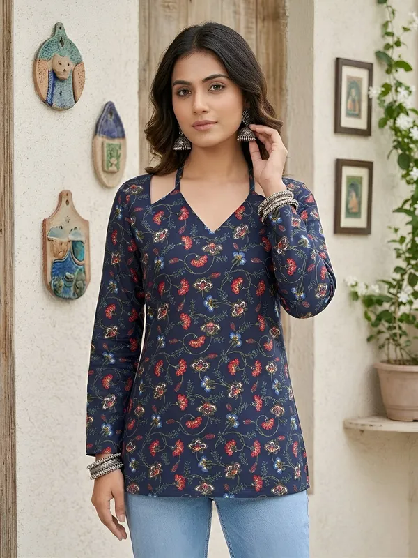 Blue__Pure_Cotton_Printed_Tunic_For_Women